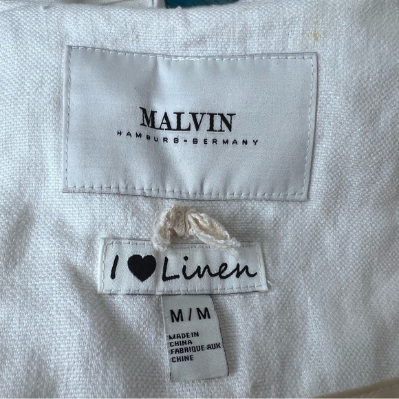 Malvin Linen White Button up Lightweight Jacket Size Medium - Picture 11 of 14